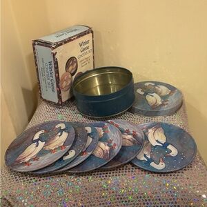 VINTAGE Winter Geese Coaster Set of 6